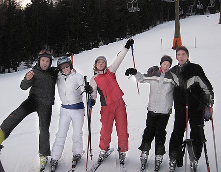 Mads, Simone, Cecilie, Martin og Mussi i Saalbach